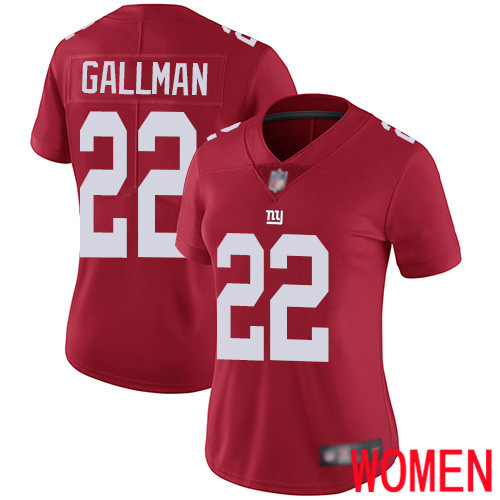 Women New York Giants #22 Wayne Gallman Red Limited Red Inverted Legend Football NFL Jersey->women nfl jersey->Women Jersey